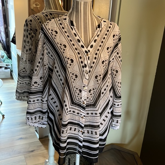 JM Collection, sheer top, large - perfect for layering; over a cami/swimsuit - Picture 2 of 6